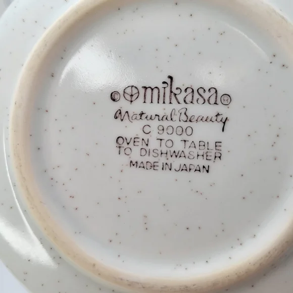 Vintage Mikasa Natural Beauty C9000 Gravy Boat with Underplate Stoneware - Picture 9 of 9